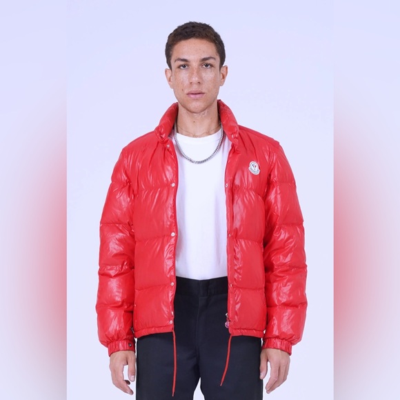 Moncler red puffer coat